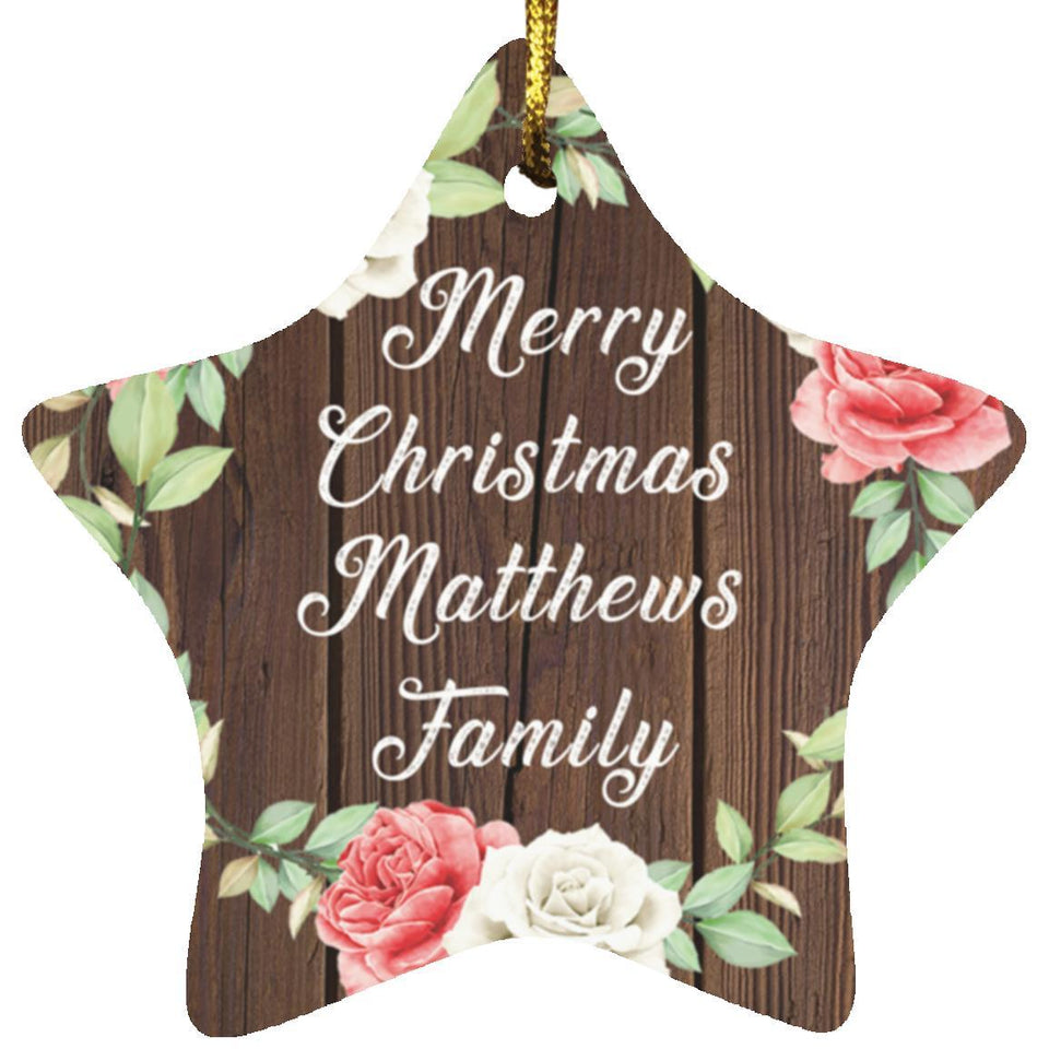 Merry Christmas Matthews Family - Star Ornament A