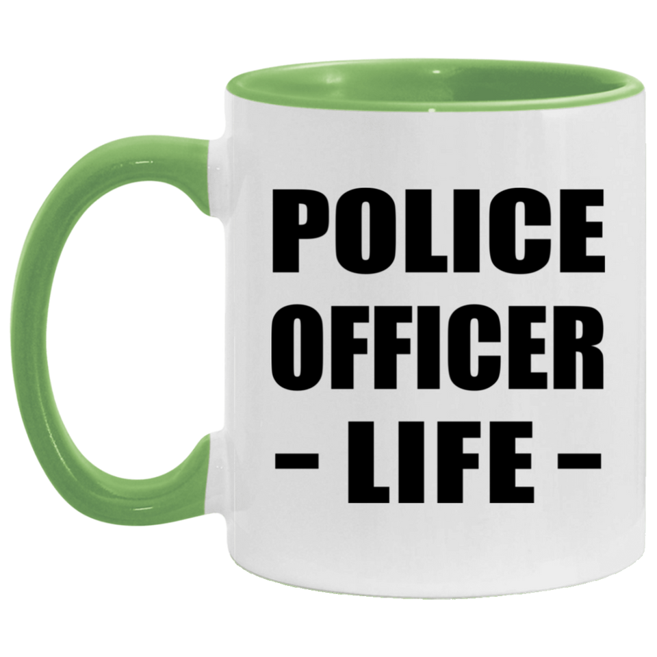 Police Officer Life - 11oz Accent Mug Green