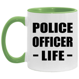 Police Officer Life - 11oz Accent Mug Green