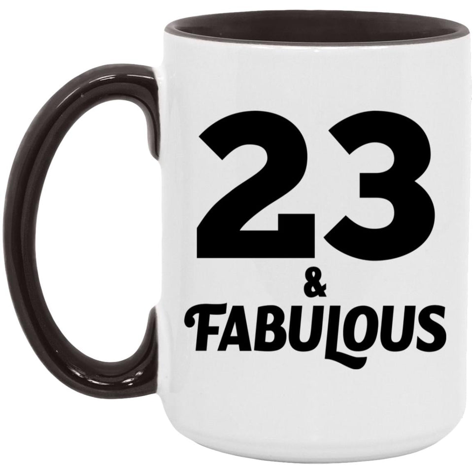 23rd Birthday 23 & Fabulous - 15oz Accent Mug Black