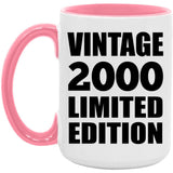 24th Birthday Vintage 2000 Limited Edition - 15oz Accent Mug Pink