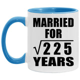 15th Anniversary Married For Square Root of 225 Years - 11oz Accent Mug Blue
