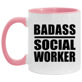 Badass Social Worker - 11oz Accent Mug Pink