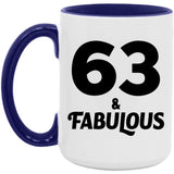 63rd Birthday 63 & Fabulous - 15oz Accent Mug Purple