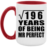 14th Anniversary Square Root of 196 Years of Mr Perfect - 15oz Accent Mug Red