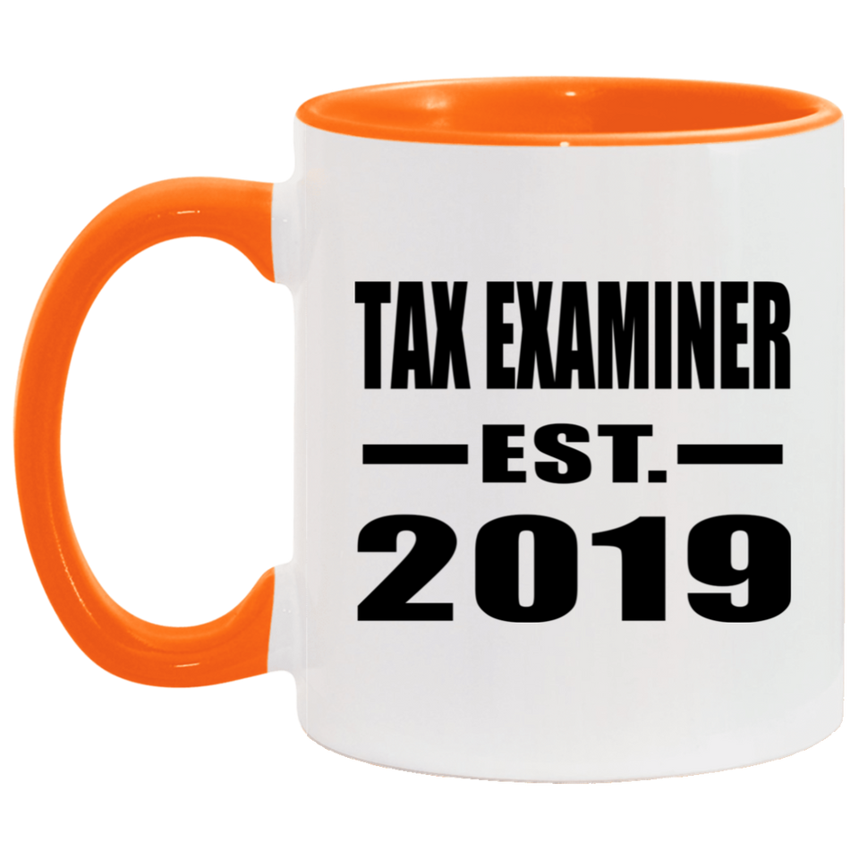 Tax Examiner Established EST. 2019 - 11oz Accent Mug Orange