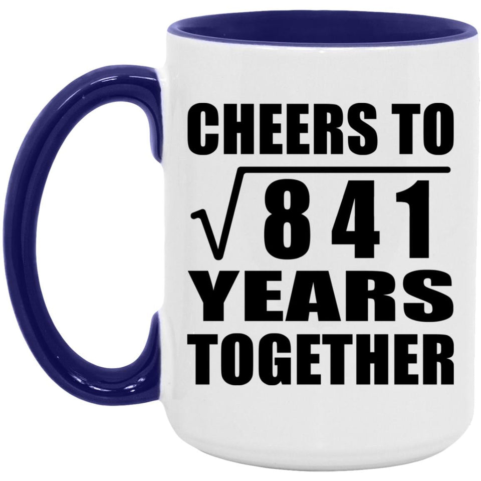 29th Anniversary Cheers To Square Root of 841 Years Together - 15oz Accent Mug Purple
