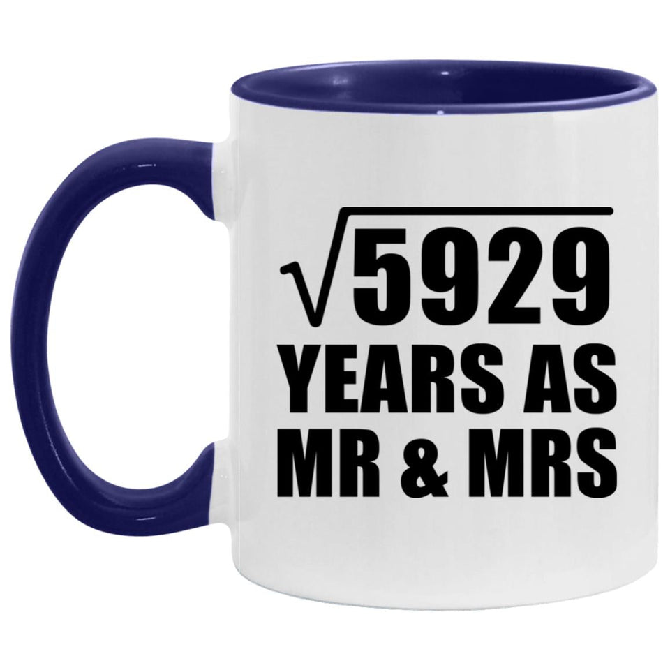 77th Anniversary Square Root of 5929 Years As Mr & Mrs - 11oz Accent Mug Purple