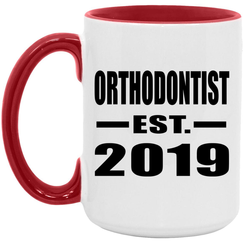 Orthodontist Established EST. 2019 - 15oz Accent Mug Red