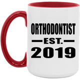 Orthodontist Established EST. 2019 - 15oz Accent Mug Red