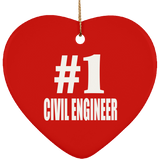 Number One #1 Civil Engineer - Heart Ornament
