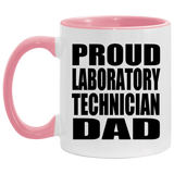 Proud Laboratory Technician Dad - 11oz Accent Mug Pink