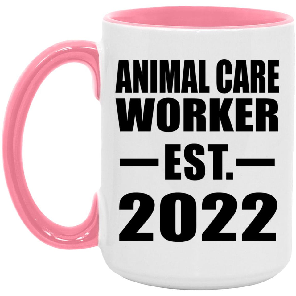 Animal Care Worker Established EST. 2022 - 15oz Accent Mug Pink