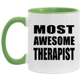 Most Awesome Therapist - 11oz Accent Mug Green