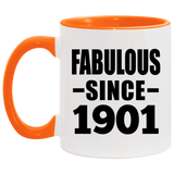 123rd Birthday Fabulous Since 1901 - 11oz Accent Mug Orange
