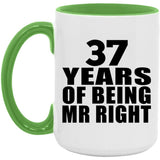 37th Anniversary 37 Years Of Being Mr Right - 15oz Accent Mug Green