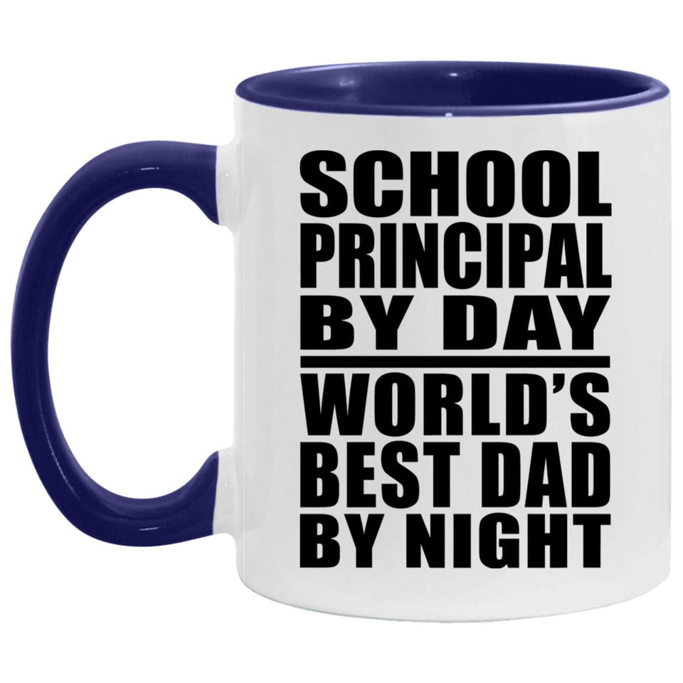 School Principal By Day World's Best Dad By Night - 11oz Accent Mug Purple