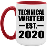 Technical Writer Established EST. 2020 - 15oz Accent Mug Red