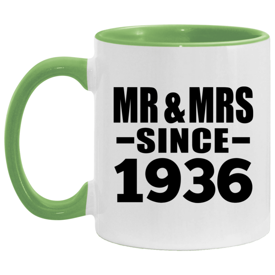 88th Anniversary Mr & Mrs Since 1936 - 11oz Accent Mug Green
