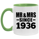 88th Anniversary Mr & Mrs Since 1936 - 11oz Accent Mug Green