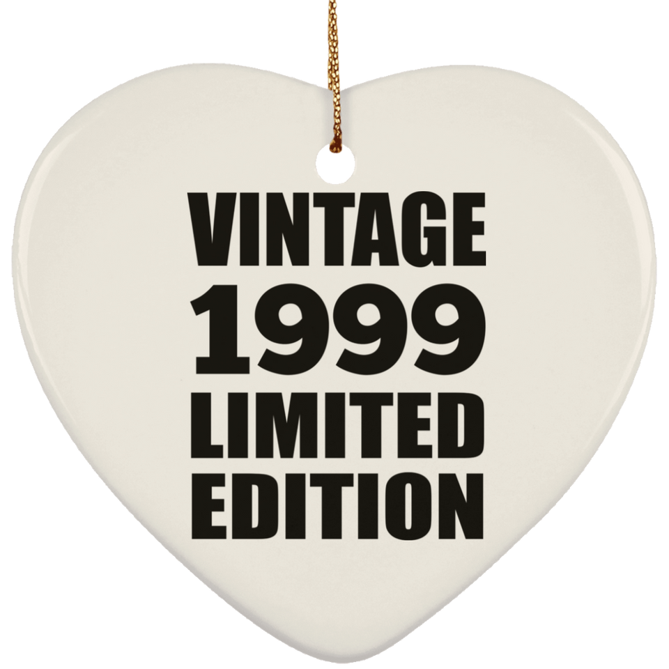 25th Birthday Vintage 1999 Limited Edition - Heart Ornament