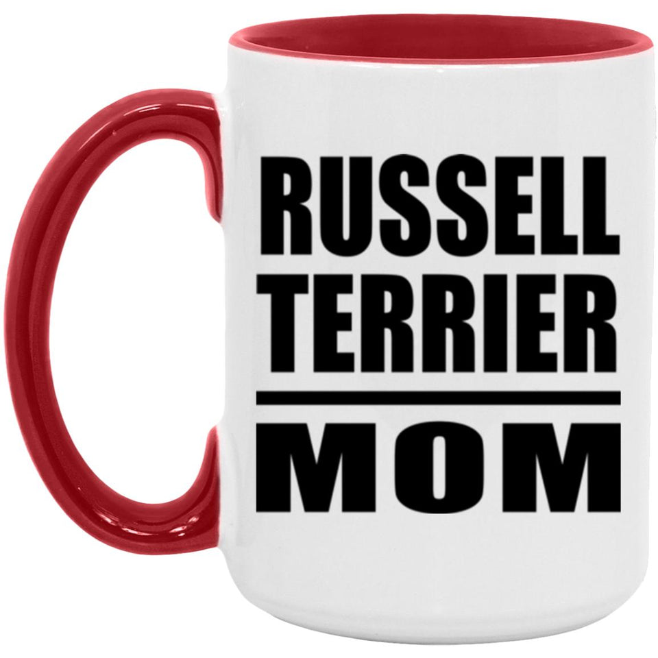 Russell Terrier Mom - 15oz Accent Mug Red