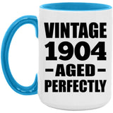 120th Birthday Vintage 1904 Aged Perfectly - 15oz Accent Mug Blue