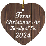 First Christmas As Family Of Six 2024 - Heart Ornament D