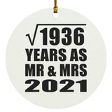 44th Anniversary Square Root of 1936 Years As Mr & Mrs 2021 - Circle Ornament