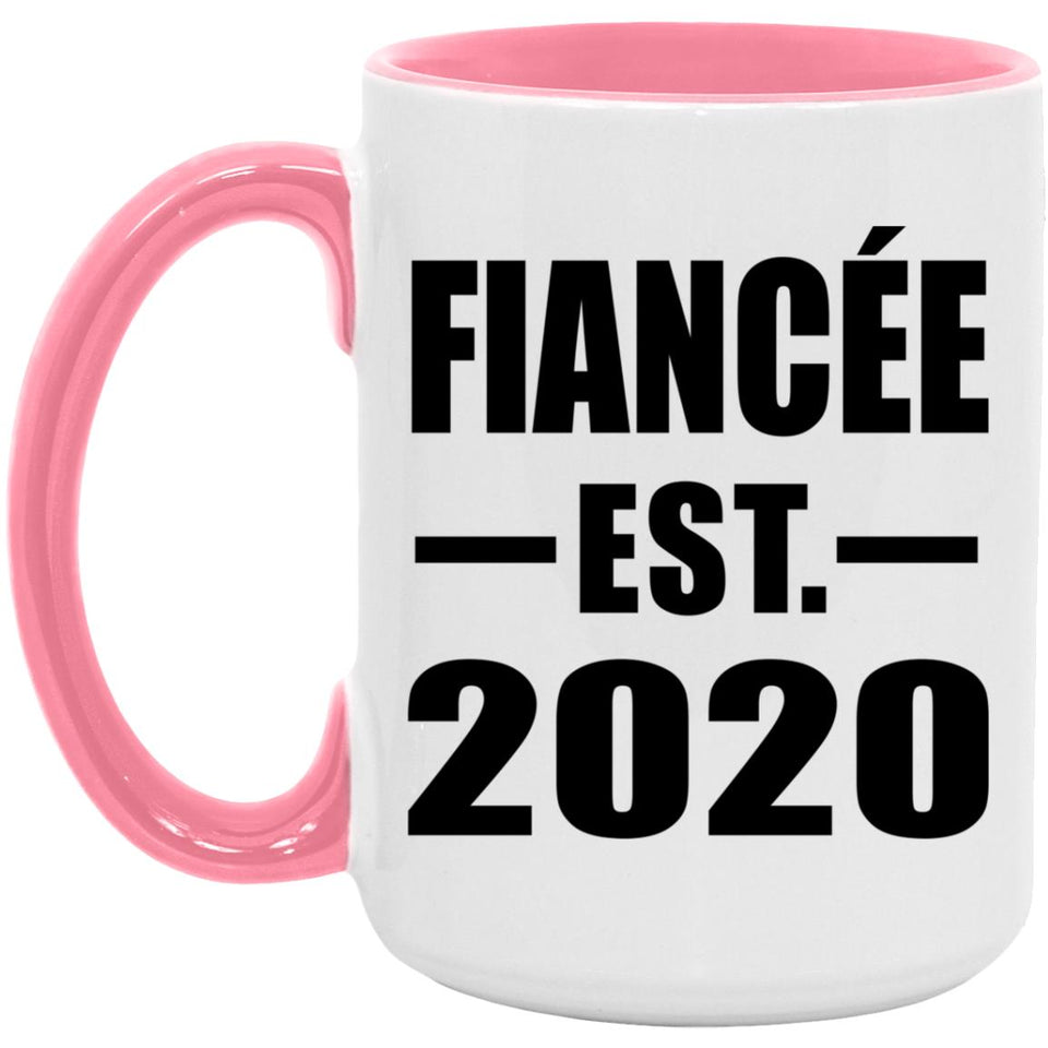 Fiancee Established EST. 2020 - 15oz Accent Mug Pink