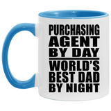 Purchasing Agent By Day World's Best Dad By Night - 11oz Accent Mug Blue