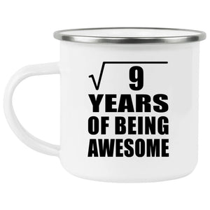 3rd Birthday Square Root of 9 Years of Being Awesome - 12oz Camping Mug