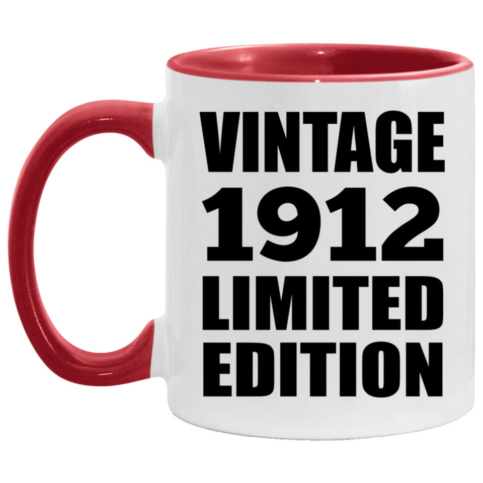 112th Birthday Vintage 1912 Limited Edition - 11oz Accent Mug Red