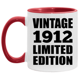 112th Birthday Vintage 1912 Limited Edition - 11oz Accent Mug Red