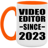 Video Editor Since 2023 - 15oz Accent Mug Orange