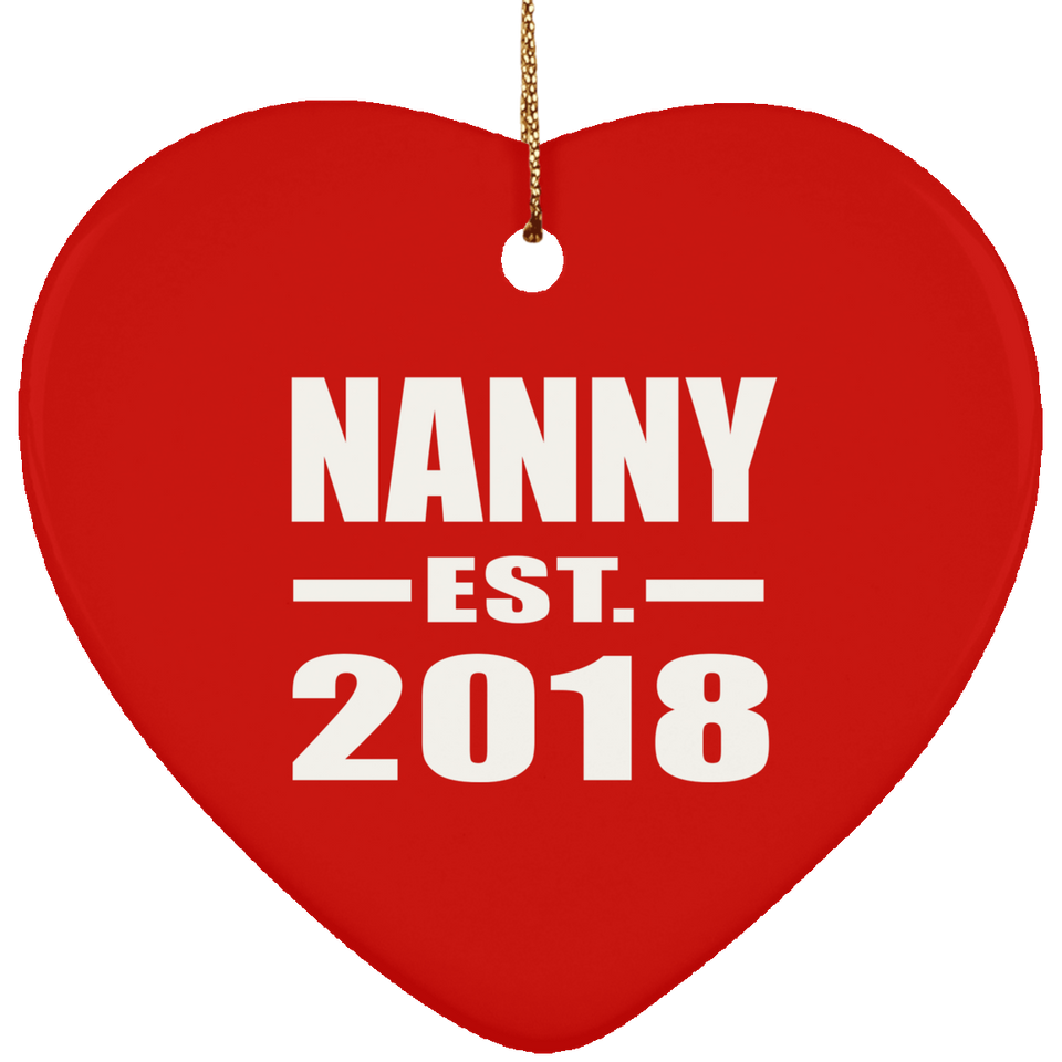 Nanny Established EST. 2018 - Heart Ornament