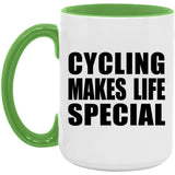 Cycling Makes Life Special - 15oz Accent Mug Green