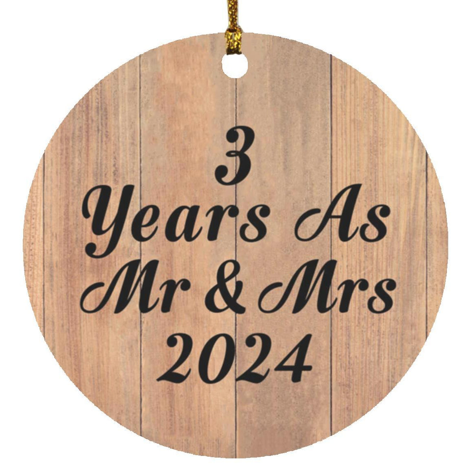 3 Years As Mr & Mrs 2024 - Circle Ornament C