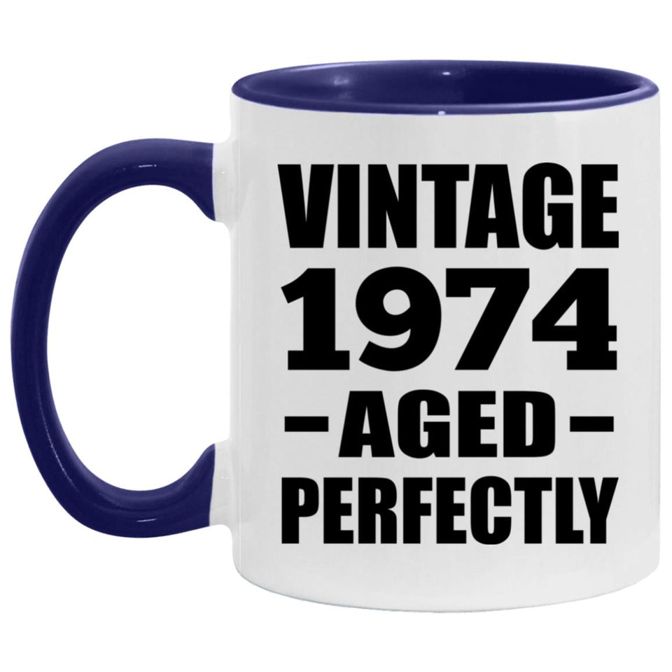 50th Birthday Vintage 1974 Aged Perfectly - 11oz Accent Mug Purple