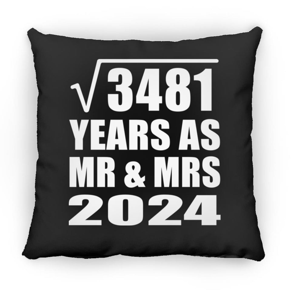 59th Anniversary Square Root of 3481 Years As Mr & Mrs 2024 - Throw Pillow Black