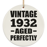 92nd Birthday Vintage 1932 Aged Perfectly - Circle Ornament