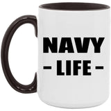 Navy Life - 15oz Accent Mug Black