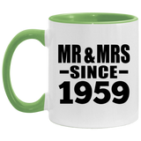 65th Anniversary Mr & Mrs Since 1959 - 11oz Accent Mug Green