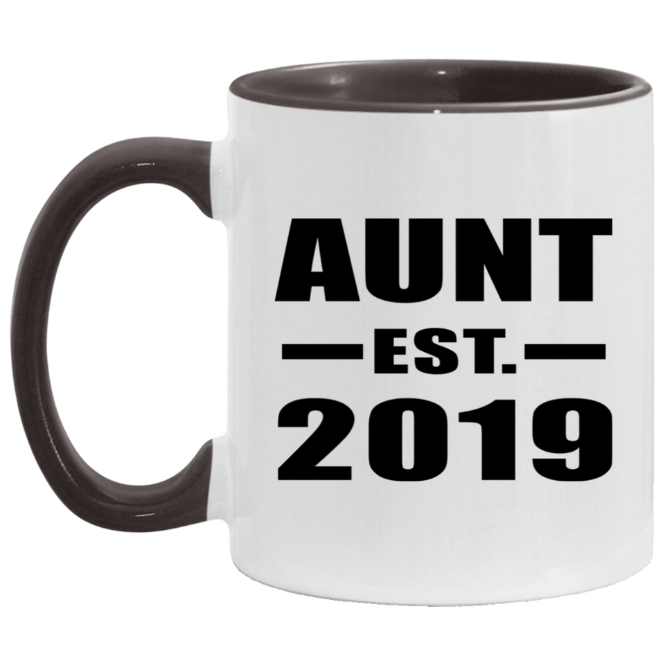Aunt Established EST. 2019 - 11oz Accent Mug Black