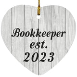 Bookkeeper Established Est. 2023 - Heart Ornament F