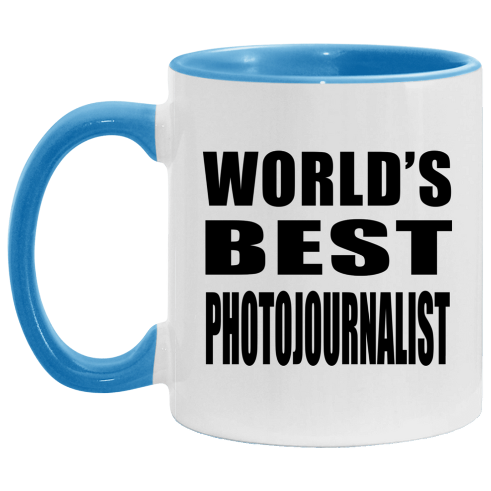 World's Best Photojournalist - 11oz Accent Mug Blue