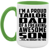 Proud Tailor Dad Of Awesome Son - 15oz Accent Mug Green