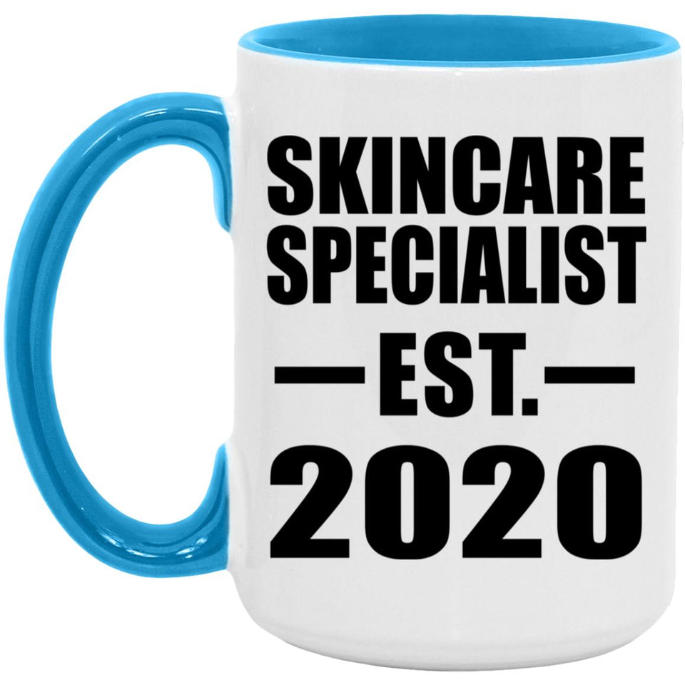 Skincare Specialist Established EST. 2020 - 15oz Accent Mug Blue