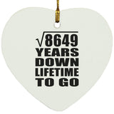 93rd Anniversary Square Root of 8649 Years Lifetime To Go - Heart Ornament