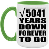 71st Anniversary Square Root of 5041 Years Down Forever To Go - 15oz Accent Mug Green
